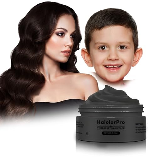 HaiolorPro Carbon Black Temporary Hair Colour Dye Wax Washable，Non Permanent Coloured Hair Spray for kids, Hair Makeup Paint Wax for Parties or Cosplay, Hair Coloring Products No Messy (Carbon Black)