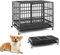 GOPLUS - Jaula para perro plegable de metal con ruedas cerradas, jaula con doble puertas cerradas, bandeja extraíble para perros grandes y medianos (38)