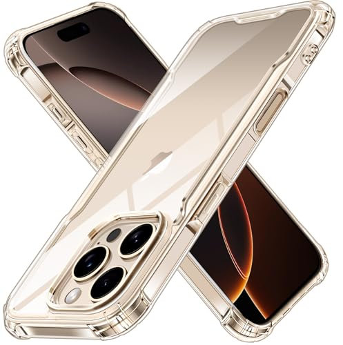 iVoler Anti Ingiallimento Chiaro Cover per iPhone 16 Pro, [Antiurto di Grado Militare] Custodia Trasparente per Assorbimento degli Urti con Paraurti in TPU Morbido Sottile Protettiva Case -Trasparente