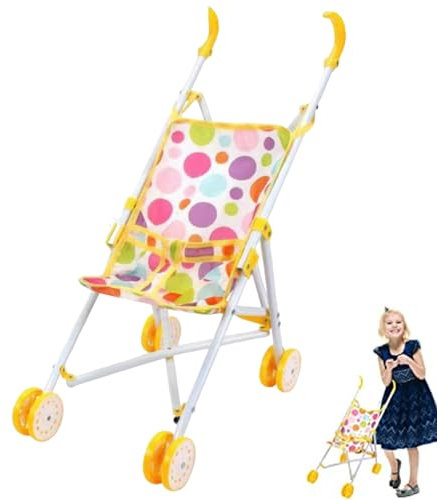 Babypuppen Kinderwagen, 20,8 -Zoll -Metallklapperspielwagen, farbenfrohe runde Ball Bedruckte Baby Kinderwagen für Puppen, Babypuppe Pushchare, so tun Sie das Spiel für Kleinkinder -Weihnachtsgeburts