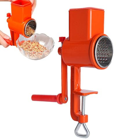 Rotary Cheese Grater - Portable Nut Grinder, Multi Function Cheese Shredder | Aluminum Alloy Hand Hand Grinder Milling Machine, Easy to Clean Manual Coffee Grinder with Clip Base for Corn Wheat