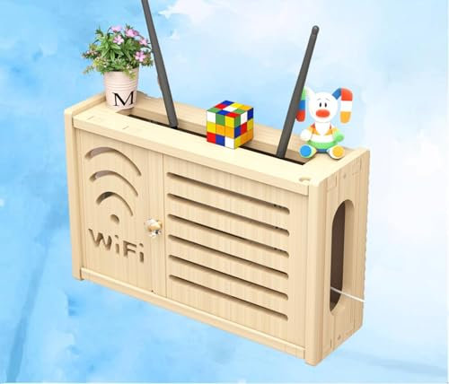 Wall Mounted WiFi Router Storage Boxes WLAN Router Box Aufbewahrung Wall Mounted Storage Shelf Wandmontierte RegalstüTze,C-36x24cm