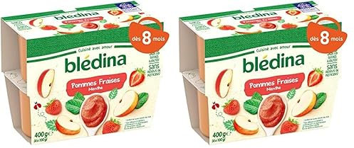 Blédina - Coupelles Pommes Fraises Menthe (Lot de 2)