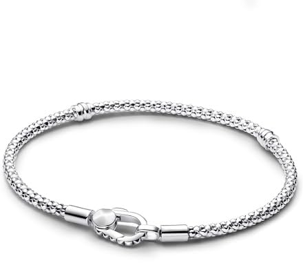 PANDORA Moments Nietenarmband mit Nietenverschluss aus Sterling-Silber, Kompatibel Moments Anhängern, Größe: 16 cm, 593680C01-16