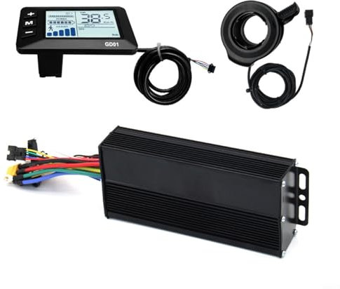 HEIBTENY Set di controller per motore E, 36 V, 48 V, 52 V, 1500 W, 2000 W, con display LCD e leva del gas per pollice, per manubrio da 22,2 mm