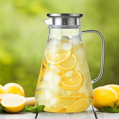 Crystal Arka Glass Pitcher, 2L Capacity, Premium Glass Construction, Elegant & Timeless Design, Drip-Free Spout, Easy to Clean.