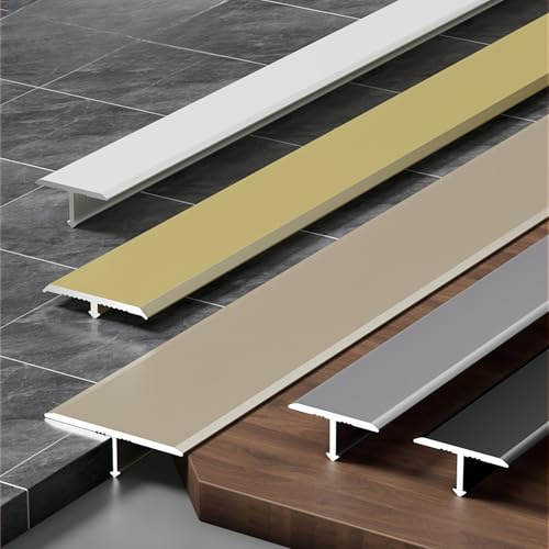 Coayuou Übergangsleiste Boden Aus Aluminium T-Profil Abschlussleiste Fliesen 90cm* 3 Stück Profilleiste Ideal Für Saubere Bodenübergänge Zwischen Laminat Und Fliesen(Silber,60mm)