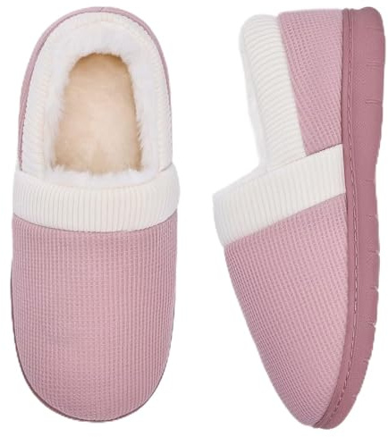 Mabove Slippers Women Ladies Memory Foam Slippers Winter Warm Closed-back Home Shoes(Pink,3/4 UK)