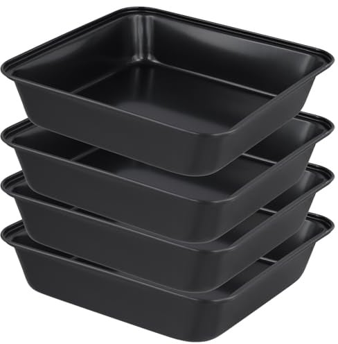 HEIYUET 4 Stück Backform 22x22 cm Eckig, 5cm Tief Quadratische Backform Auflaufform aus Karbonstahl, Antihaft Kuchenform Eckig, Eckige Brownie Backformen für Lasagne, Kuchen