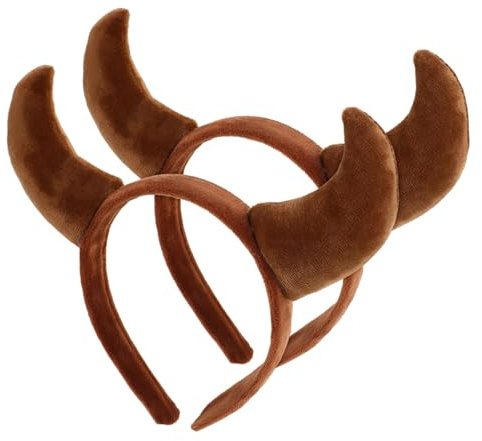 COLLBATH Leichtes Haarreif aus Horn in Kuhhorn Form aus Stoff Lustiges Tierkostüm Stirnband für Halloween und Cosplay Braunes Plüsch Haarband mit Originellem Design