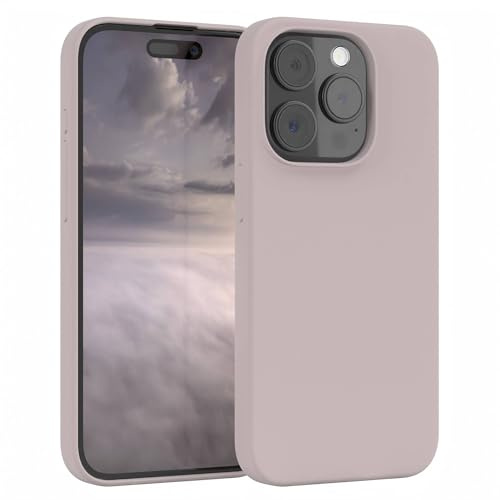 EAZY CASE Premium Silikon Handyhülle kompatibel mit iPhone 15 Pro Slimcover mit Kameraschutz und Innenfutter, Silikonhülle, Schutzhülle, Bumper, Handy Case, Hülle, Softcase, Rosabraun