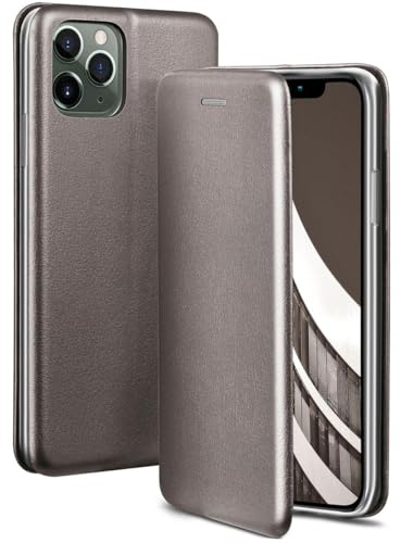 ONEFLOW Business Case für iPhone 11 Pro Handyhülle klappbar mit Standfunktion, Klapphülle Flipcase Cover Dünn, PU Leder Hülle mit Kartenfach, 360 Grad Schutzhülle, Taupe