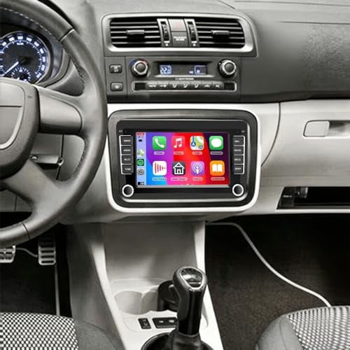 7 inch Double Din Autoradio für Skoda Fabia 2007-2014 IPS Car Display mit Wireless Carplay Android 14 GPS Navigation Head Unit Bildschirm Upgrade Bluetooth Rückfahrkamera Mirror Link FM/RDS SWC 2+32G