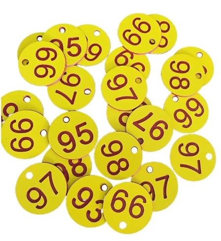 100 Stück Bienenstock-Tags, wasserdichte Identifikationsetiketten mit 1–100 Nummern Für Garderobe Auto Hotel(Yellow)