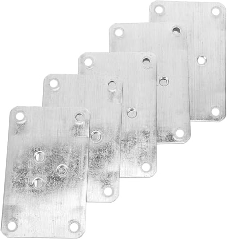 Housoutil 5pcs Table Leg Mounting Plates Iron Furniture Leg Mounting Kit Silver Light Weight Easy to Install for Sofas and Tables
