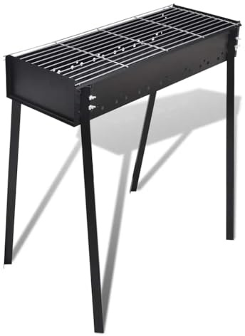 Mokuyary BBQ Grill Säulengrill Standgrill Kohlegrill Barbeque Quadratisch, BBQ Smoker Grillrost Kohlegrillwagen, Holzkohle Grill für Garten, Camping, Outdoor