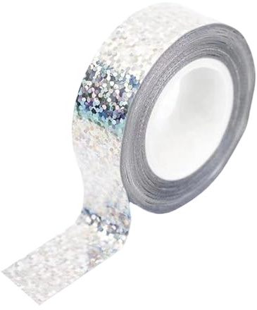 Amagogo Nastro per Cerchio da Ginnastica Ritmica, Adesivo per Cerchio, Decorazione per Anello da Ginnastica, Nastro Decorativo, Argento
