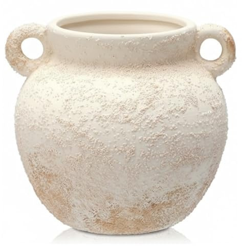 Wesafrae Rustic Kitchen Utensil Holder 6 Inch Ceramic with Handle Vintage Crock Decoration Spatula Organizer