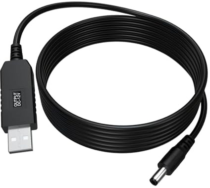 USB zu 12V Kabel, 5V auf 12V Spannungswandler Step Up Kabel, DC 5,5x2,1mm Hohlstecker, 1,5m Boost Converter mit Schutzschaltung, 800mA für Router, LED Streifen, Überwachungskamera, Tischlampe