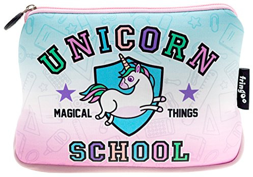 Fringoo® Girls Boys Pencil Case Large Stationery Pouch Funny Cute Kids Unicorn Neoprene Zipper Closure School Accessories Pen Box 22 x 15 cm (Unicorn School - Neoprene Pencil Case)