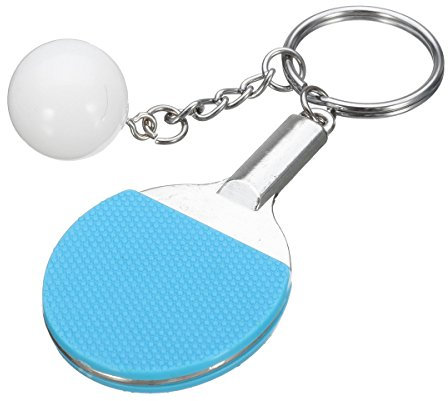 C-FUNN Neue Mini Tischtennisschläger Und Ball Schlüsselanhänger Schlüsselanhänger Keychain-Blue