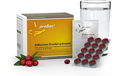 proSan D-Mannose/Cranberry-Komplex (30 Sachets + 30 Kaps.) | 100% natürliches D-Mannose-Pulver aus Birke + Kapseln mit Cranberry und Vitalstoffen für Immunsystem & Blasenschleimhaut | Antibiotikafrei