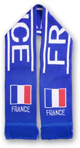 Sonia Originelli Fanartikel schöner Fan-Strickschal mit Fransen WM EM Fussball, Farbe: Frankreich