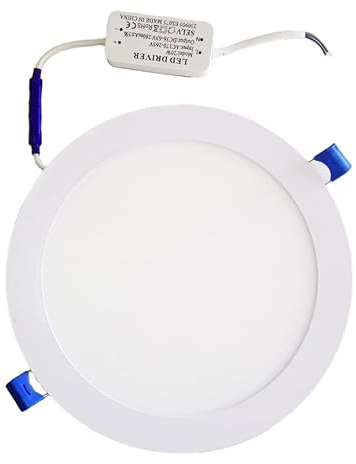 LEDUNI ® Downlight Panel LED Redondo 20W Circular 2000LM Color Blanco Frío 6000K Angulo 120 IP40 OPAL Aluminio 225 * 12Hmm Dimension de corte 205mm Pack de 2 Unidades