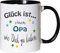 WarmherzIch Becher Tasse Glück ist… Opa Kaffee Kaffeetasse liebevoll Bedruckt Opi Großvater Vatertag Weiß-Schwarz