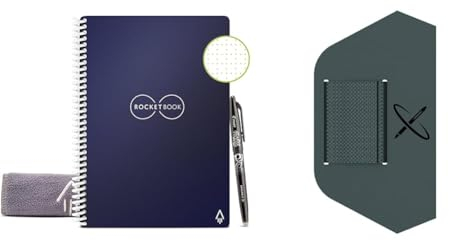Rocketbook Core Dot Carnet Effaçable, Bloc Note Numérique Réutilisable & Pen Station - Porte-Stylo Design & Durable pour le Everlast & Wave - Noir
