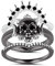 GNOCE 925er Sterling Silber Damen Herren Schädel Schwarz Plattiert Ringe Set Endlose Liebe Stapelbarer Ring im Totenkopf-Stil Mode Schmuck Geschenk für Sie (Schwarz, 54 (17.2))