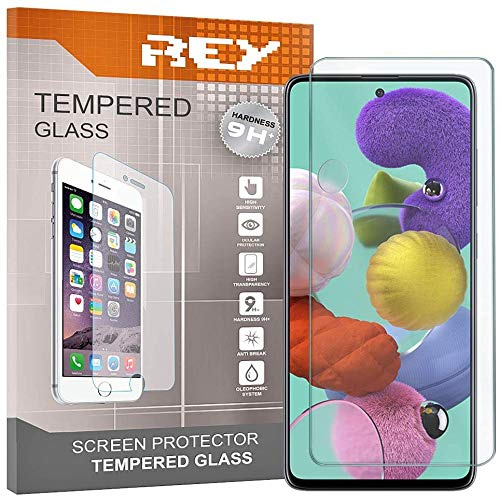 REY 3X Protector de Pantalla para Samsung Galaxy A51 - A51 5G, Cristal Vidrio Templado Premium