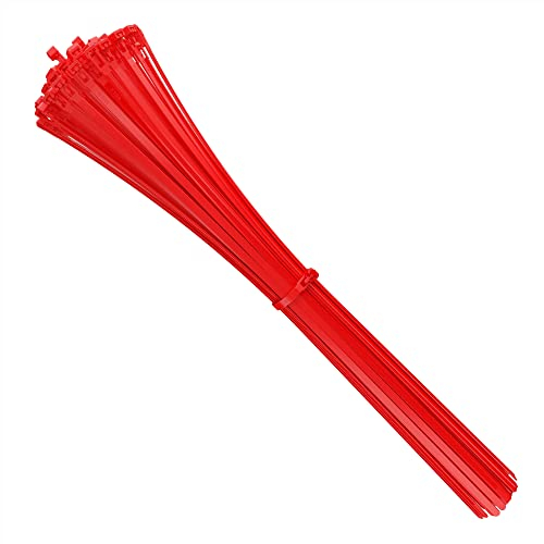 intervisio Collier de Serrage Réutilisable Plastique, 540 mm x 7,6 mm, Attache Câble Réutilisables, Serre Câbles Rilsan Nylon, Colliers Serre-Cable 540mm, Rouge, Lot de 100 Pièces
