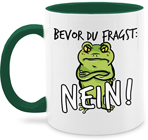Tasse Tassen 325ml - Statement Sprüche - Bevor du fragst: Nein! - Frosch - Schwarz - 325 ml - Dunkelgrün - froschtasse spruchtasse sarkasmus nö kaffeetasse froschtassen spruchtassen spruch nein