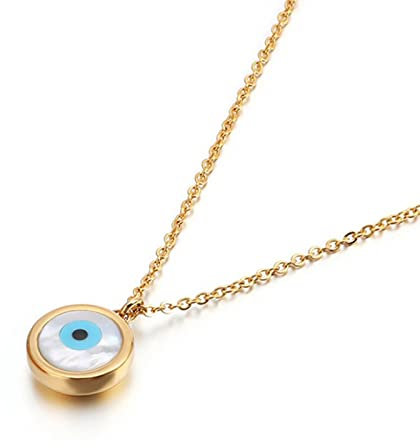 Turkish Evil Eye Pendant Necklace Stainless Steel Rose Gold Silver Color Long Chain Necklace For Women Jewelry
