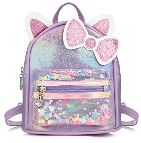 Wodasi Kinderrucksack Kindergarten, Lila Kinderrucksack Mädchen, Kinderrucksack Babyrucksack Kindergartenrucksack für Kinder Baby Mädchen Kleinkind, Süßer Katzenohren Rucksack
