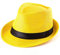 LADYBRO Sommer Stroh Trilby Hut ‌für Herren 1920er Kurze Krempe Fedora Hut, 58cm, Gelb