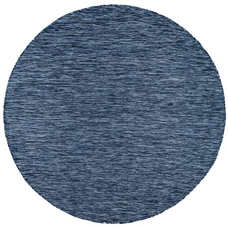 Paco Home Outdoor Teppich für Terrasse Balkon & Garten Flachgewebe Sisaloptik Modern Einfarbig Meliert Wetterfest Pflegeleicht, Grösse:200 cm Rund, Farbe:Blau