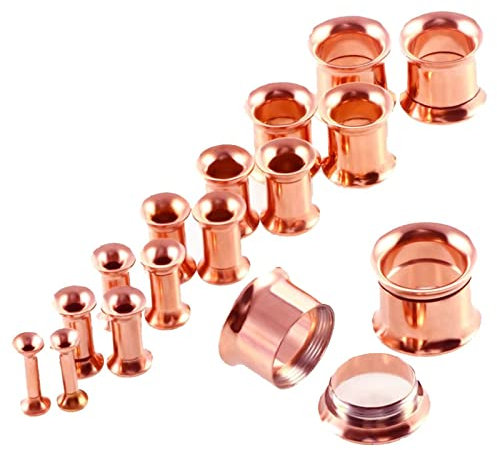 Beydodo Tunnel 2-12MM Edelstahl, Ohr Plugs zum Schrauben und Double Flared Rosegold Ohr Expander Set Tunnel Piercing