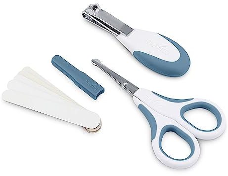 Nuvita 1138 - Set di Forbicine con Punte Arrotondate, Tagliaunghie e Lime per Unghie - Blue