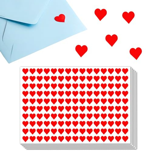3000 Stück, 12mm - Aufkleber Herz Etiketten Rot Sticker