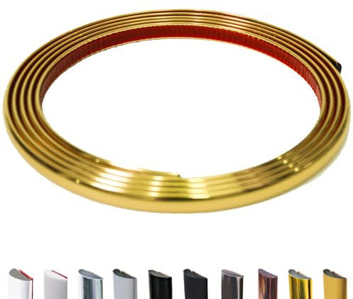 JSIWOTH Moulure autocollante 3M en forme de D flexible pour murs, bords et bordures, cadres de fenêtre et de porte, dosseret, garniture dorée imperméable et autocollante