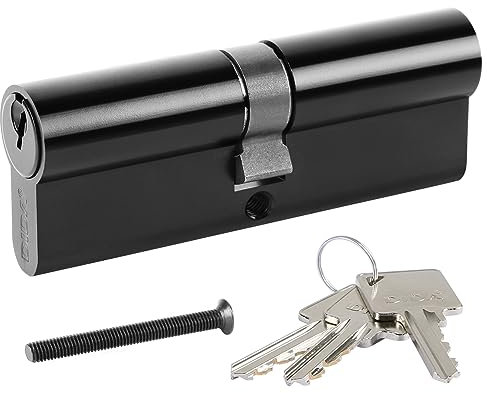 DIDA® 90mm Euro Barrel Lock 45/45 Door Barrel Lock with Key UPVC Door Lock Barrel Profile Lock with 3 Keys Anti-Pick Anti-Bump Anti-Drill Euro Cylinder Lock High Security Black Finish BS EN 1303:2005