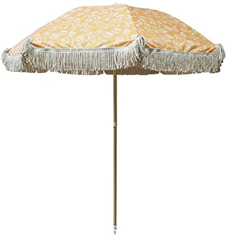 Sombrilla de playa de sombrilla de color madera de poliéster con borla de 2 m for exteriores