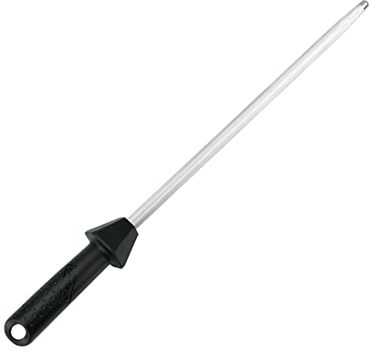 sharpeak Total 45 cm/Rod Length 30 cm Sharpening Steel Knife Sharpeners with Built-in Angle Guides, Honer for Kitchen Knives, Sharpener, magnetized honing Rod HRC Over 60, Black and Silver