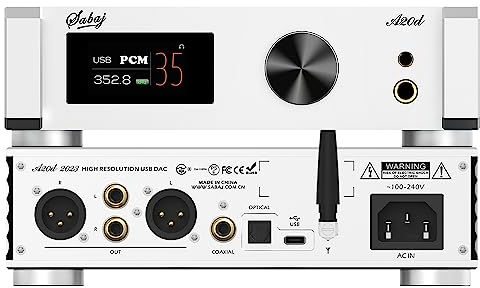 SABAJ A20d 2023 Version,AK4499EX Chip Audio Decoder Kopfhörerverstärker,Bluetooth MQA High-Resolution DAC,Bluetooth 5.0/USB/optische/koaxiale Eingänge,Native DSD512 und 32-bit/768KHz Unterstützung