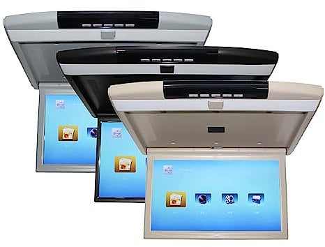 17.3 Inch 1080P Video Car Overhead Flip-Down Monitor, Car Overhead Player Roof Mounted TV with HDMI USB SD Port IR FM,16:9 Ultra-thin Digital TFT Screen,12V/24V,Black