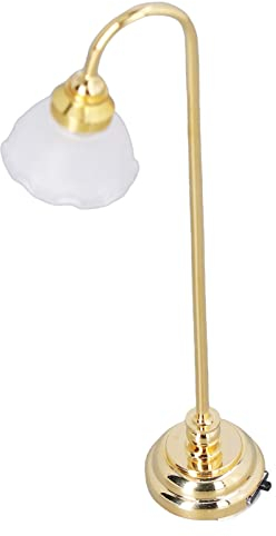 Allsmart 1:12 Puppenhaus Miniatur Lampe Modell Golden Pod Stehlampe Stehlampe Metall Kunststoff mit Batterie Puppenhaus Möbel Zubehör