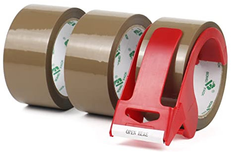 BOMEI PACK 3 Rollos 48mmx66m Marrón Cinta Adhesiva de Embalar para Embalaje de Cajas de Cartón de Envíos y Mudanzas. Precinto para Empaquetados Resistentes (brown)