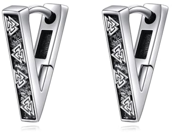 YFN Schwarze Ohrringe Herren 925 Sterling Silber Wikinger Rune Schwarz Ohrringe Geburtstag Geschenke für Männer Frauen (8)